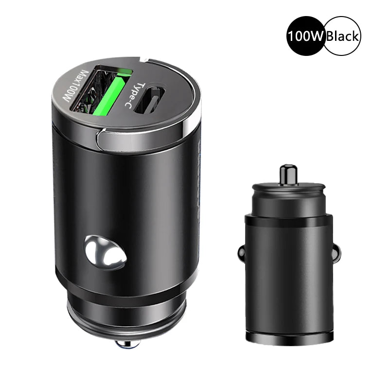 100W Ultra Fast Car Charger - USB & Type-C