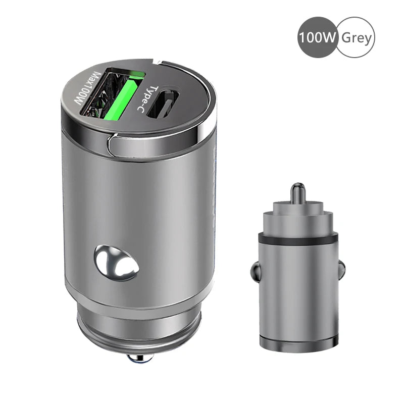 100W Ultra Fast Car Charger - USB & Type-C