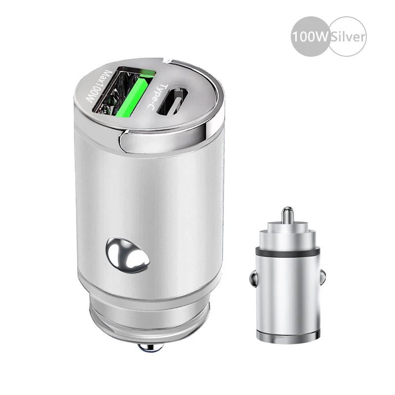 100W Ultra Fast Car Charger - USB & Type-C